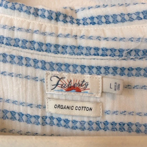 Faherty Avery white and blue striped short sleeves shirt - Picture 5 of 7